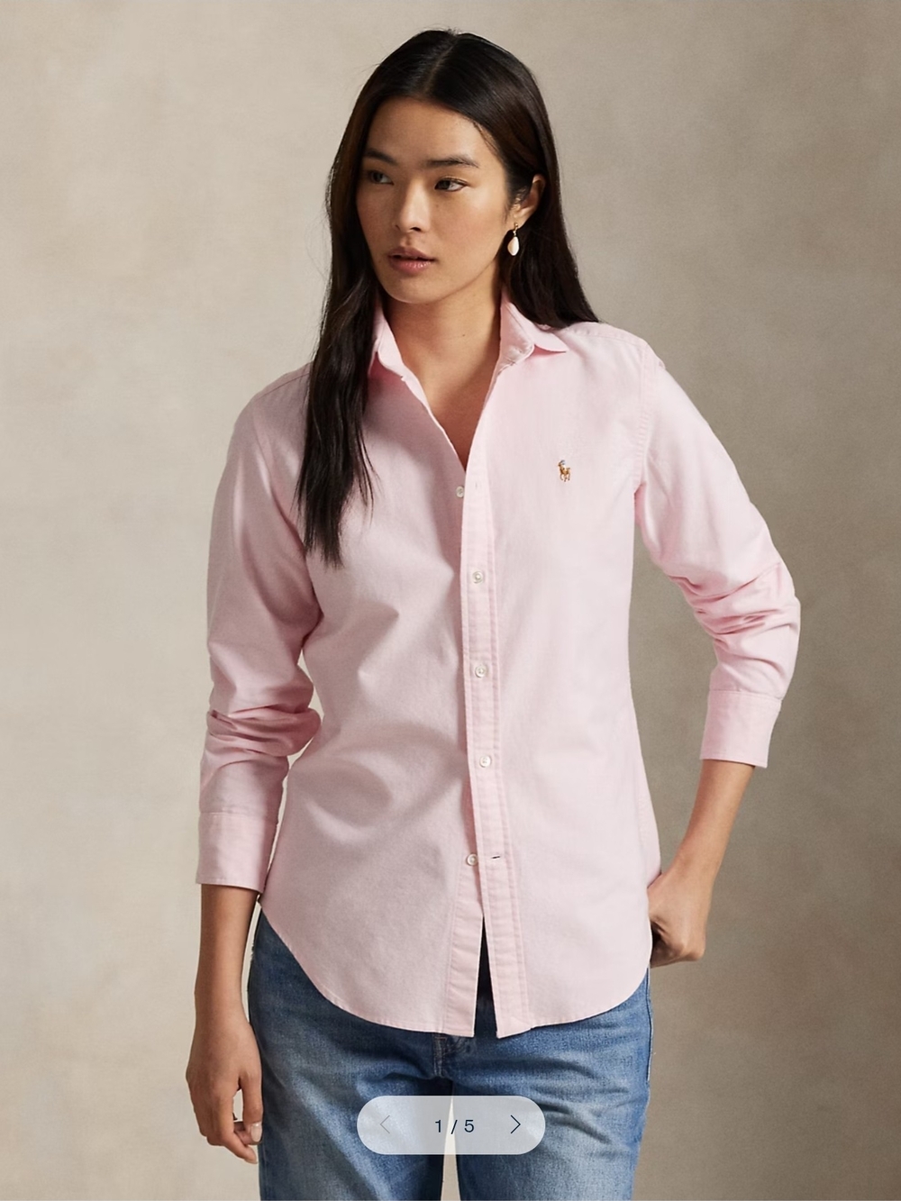 Polo Ralph Lauren Slim Fit Oxford Womens Bath Pink Cotton Preppy